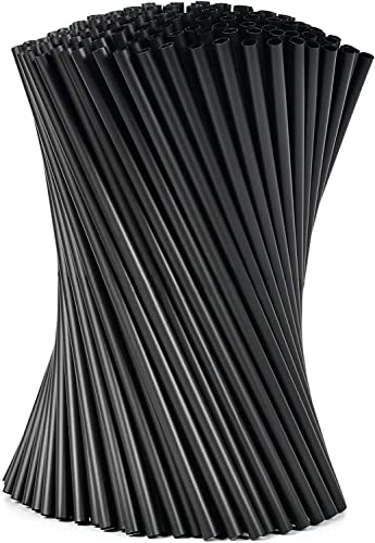 Lot de 500 Pailles en Plastique,Réutilisables 21 cmpailles noires en plastique (4 mm de diamètre),Re-usable Pailles en plastique,bandes de paille pour lait, jus, cocktail Cover
