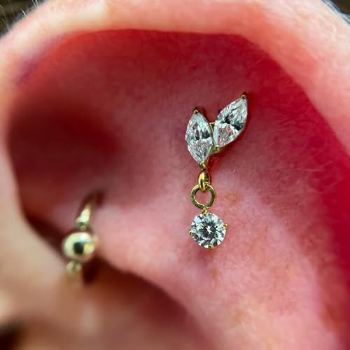 FINE4U 1PC ASTM F136 Titanium Mini Threadless Flat Back Stud 18G 6mm 8mm for Conch Helix Flat Tragus Labret4