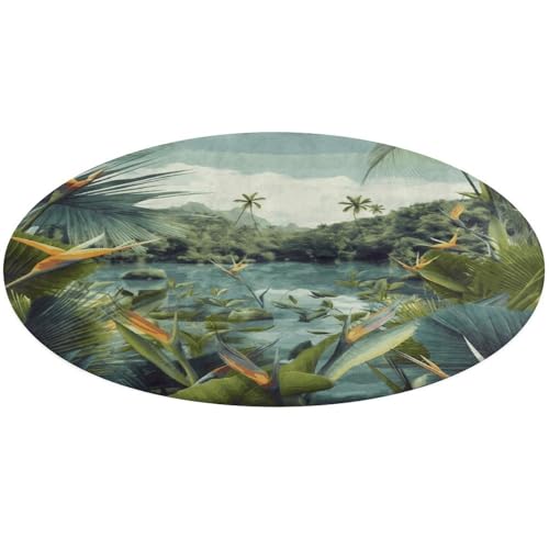 Alfombra pequeña lavable de alta suavidad y diseño tropical para hogar 2