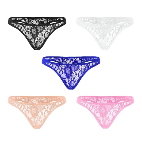 QiaTi Mens lace Panties Sexy Sissy Underwear Transparent Briefs Breathable Printed Pouch for Men