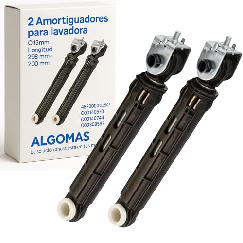 ALGOMAS® Lot de 2 amortisseurs pour lave-linge 100N | Ø10/13 mm | Longueur 160-255 mm | Codes originaux C00140670, C00309597, C00140744, C00141273 |...