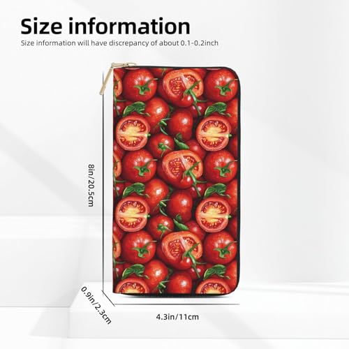 Leather Thin Slim Wallets for Women & Men - Realistic Tomatoes Print Card Wallet Holder with Zipper2
