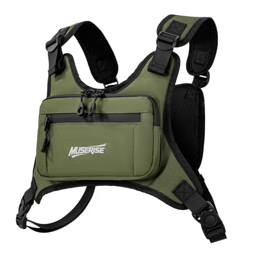 Bolsa de peito minimalista para homens e mulheres, colete de peito para corrida, ciclismo. Bolsa de peito EDC para esportes e exercícios, Oliva Novo, Small-Medium, Sprots