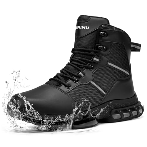 Image of Military Tactical Boots Women Wide Waterproof 6 Inches | Non Slip Side-Zip Combat Hiking Work Boots Lightweight Durable