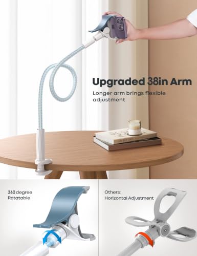 Image of Lamicall Gooseneck Phone Holder for Bed, Overall Length 38.6in | Flexible 360 Adjustable Clamp Clip, Overhead Cell Phone Mount Stand for Desk, Compatible with All Cellphone (4-7 inch)