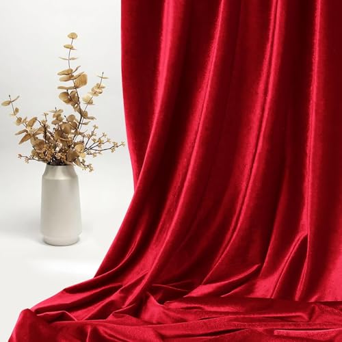 Image of Amazon Brand - Umi 3 Mtr Multi Purpose Velvet Fabric Cloth for Decoration, Trousseau Packing, Party Hall, Bouquet, Gift Packing, Decor, Pooja Room (3 Mtr, Red), Solid