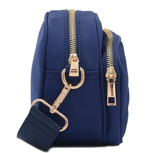 Image of FashionPuzzle Quilted Nylon Crossbody Bag with Wide Strap