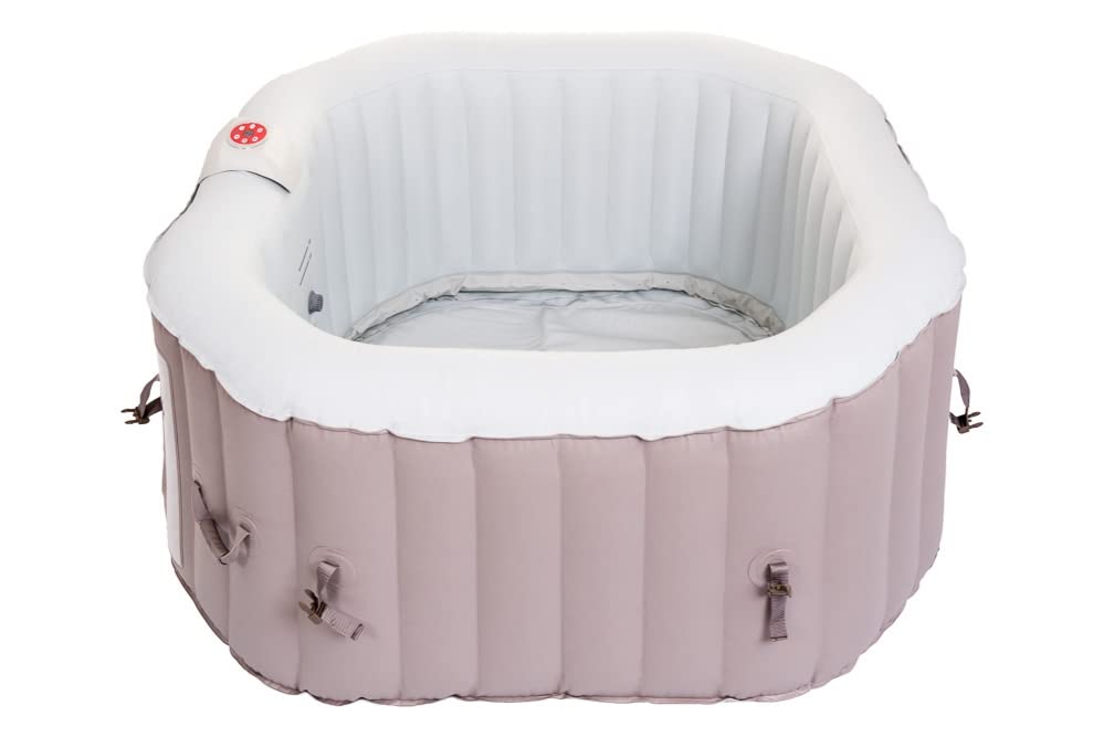 Belatrix Luxury 125 - Vasca idromassaggio portatile (gonfiabile), colore beige, set con base e copertura termica