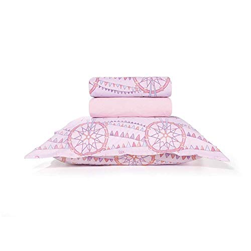 Jogo de Cama Solteiro Infantil Menina Fantasia Rosa Karsten 180fios