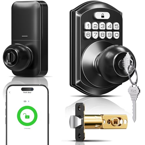 TEEHO TE018 Smart Keypad Door Lock with Handle, App Control, Matte Black