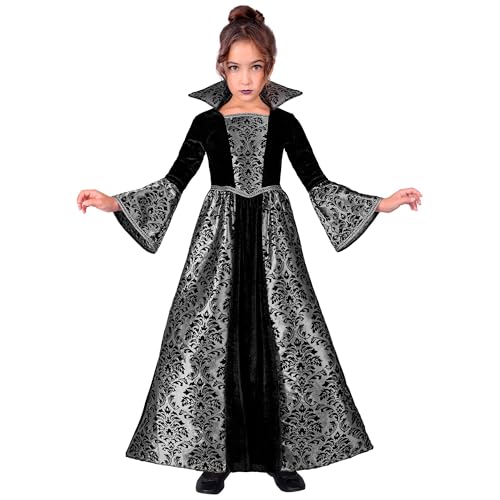 W WIDMANN MILANO Party Fashion - Costume vampire pour enfant, robe longue, collier, suceur de sang, châtelaine sinistre, déguisement gothique pour Halloween