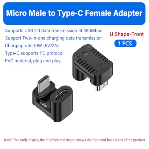 Adaptateur USB C vers Micro USB coudé à 180° transfert rapide 480 Mbps - 2