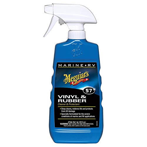 Meguiar’s M5716 Marine/RV Vinyl & Rubber Cleaner & Protectant, Boat Vinyl Cleaner & Protectant, Revitalize Plastic and Rubber with an Easy-to-Use Non-Greasy Formula, 16 Oz Spray Bottle