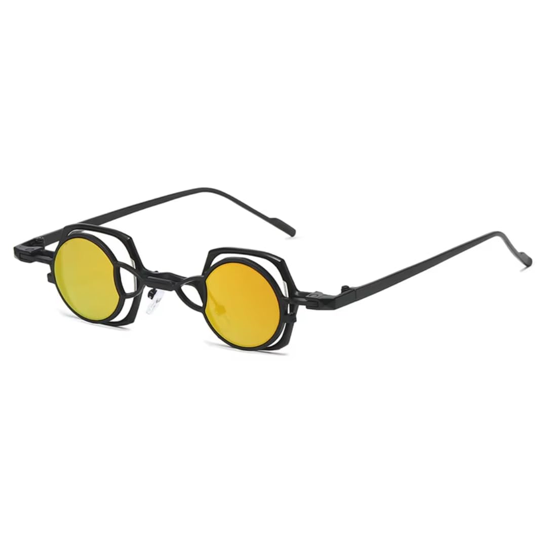 Gafas de sol metálicas con lentes redondas desmontables, estilo espejo, protección UV400.