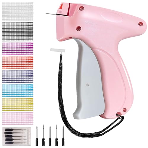 Pobugy Stitch Gun,Micro Tagging Gun for Sewing Kit, Handheld Stitch Gun Quick Clothing Fixer with 10 Needle, 2100 Miniature Fasteners in 8 Colors