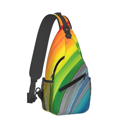 Mochila cruzada con estampado de rayas color arcoíris miniatura 2