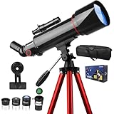 天体望遠鏡 子供 初心者 天体望遠鏡セット 高倍率 400倍 口径70mm 焦点距離400mm 月のクレーターが見える アイピース6 / 10/ 25mm スマホ写真・動画撮影 天体/地上両用 屈折式 アルミ製伸縮式三脚 てんたいぼうえんきょう 月 天体観測 入門 自由研究 スマホアダプター＆日本語説明書付き