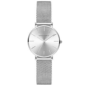 Damen Armbanduhr Analog Quarz Edelstahl Wasserdicht Mesh Ultradünne 32mm