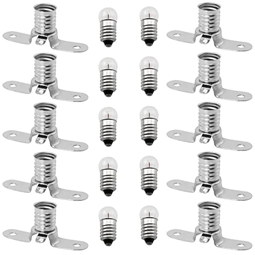 SQXBK 10 Paar E10 Große LED-Leuchtmittel Lampensockel mit E10 Kleine Lichtfassung Lampen Sockel Halter für Home Experiment Schaltung Elektrische Test Zubehör, 3,8 V 0,3 A Cover