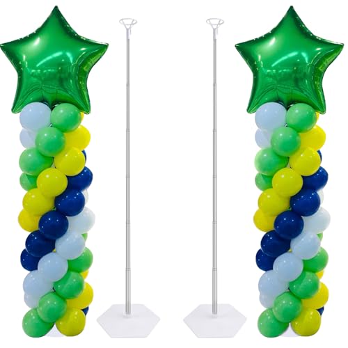 Chamvis 2 Set Balloon Column Kit - 6.56 feet Balloon Column Stand with Base for Baby Shower, Birthday Party, Graduation, Wedding Kids Party Centerpieces Decorations