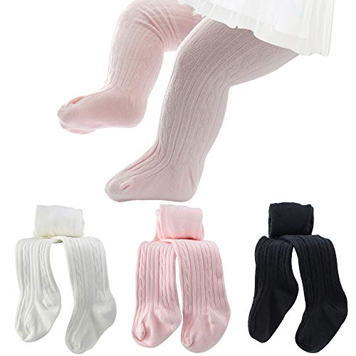 Image of Baby Toddler Girls Tights Seamless Cable Knit Cotton Leggings Pants Stockings for Infant Baby Girl