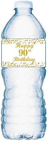 90th Birthday Water Bottle Labels - 24 Pack Party Decorations For Milestone Celebration