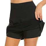 Gyratedream Damen Active Skorts Rock Schnelltrocknende Sportshorts mit Taschen Weiblicher Lauf-Tennisrock mit Shorts Leichte Golf Workout Sportshorts mit Shorts