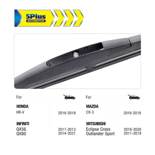 Image of 5 PLUS 10 Inch Rear Wiper Blade Replacement for Honda HRV 2022-2016 /Mitsubishi Outlander Sport 22-11 Eclipse Cross 22-18 /Infiniti QX56 QX80 22-11 /Leaf 17-11 Rear Windshield Wiper Blade (10-B)
