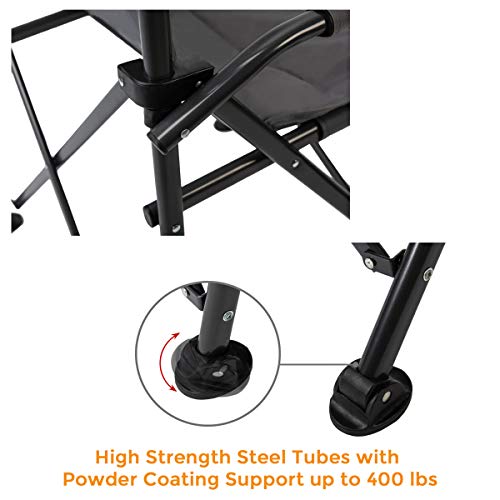 Pacific Pass Camping Chair Heavy Duty Padded Chair, 400lbs Capacity, Folding Sports High Back Chair with Storage Bag & Cup Holder for Camping, Fishing, Hiking, Outdoor, Carry Bag Included