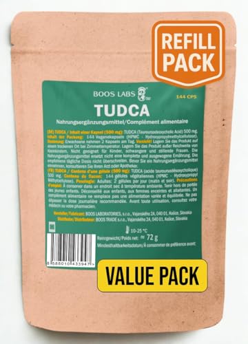 BOOS LABS Tudca 144 vegane Kapseln (120 + 24 Extra Kapseln) I Tauroursodeoxycholic Acid I 1500 mg pro Portion I 3Kps pro Tag I Tudca Kapseln Hochdosiert Nahrungsergänzungsmittel