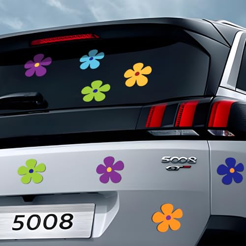 Image of Zpana Car Flower Magnet Decals, 24PCS Magnetic Funny Stickers for Vehicle Bumper Mirror Window, Cute Automotive Exterior Retro Decoration Accessories, Universal for SUV, Truck, RV(Style A)