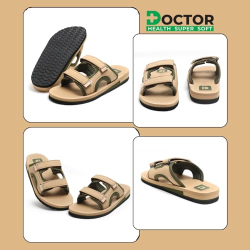 Image of DOCTOR HEALTH SUPER SOFT Men's Casual Slippers with Soft Cushioned Sole, Double Strap with Toe Loop Design, Lightweight Anti-Slip Everyday Wear Slippers for Home and Outdoor Use