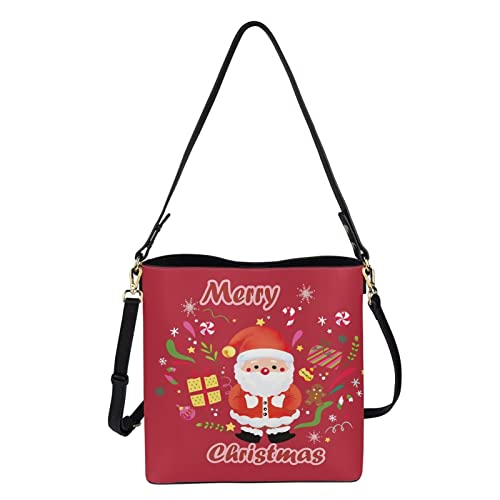 Image of HUGS IDEA Boho Bags for Women Leather Handbag Shoulder Bucket Crossbody Purse