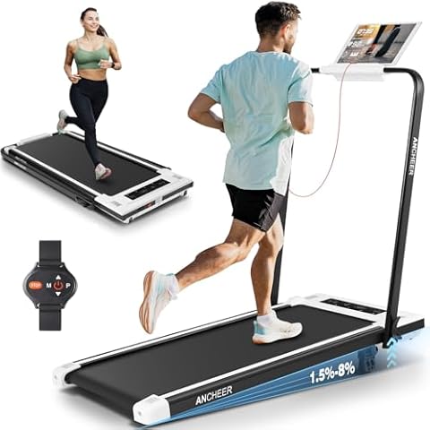 ANCHEER Treadmills with Incline, Under Desk Treadmill/2s Folding Treadmill/Max Treadmill 300 lb Capacity-Walking Pad/Compact Electric Treadmill for Home/Gym/Office with LED Touch Screen/Remote Watch Cover