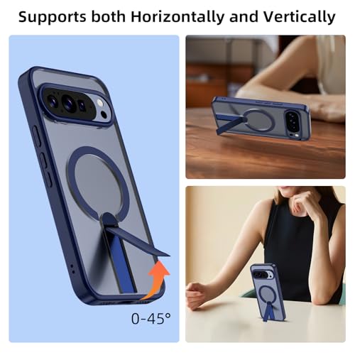 Coque Google Pixel 9 Pro compatible MagSafe avec béquille arrière antichoc fine bleue - 5