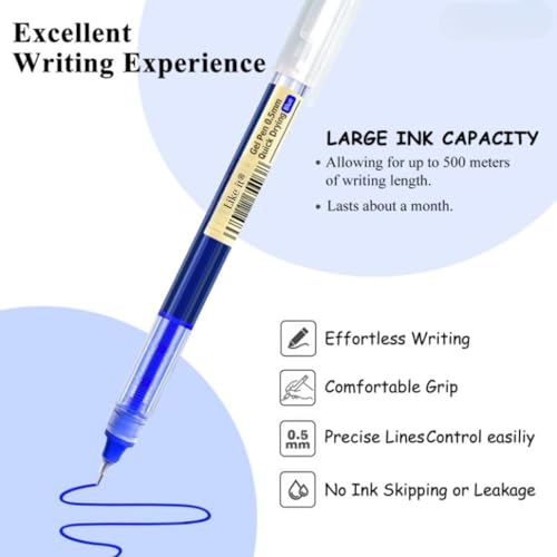 Image of like it 0.5mm Roller Pen Color ink Straight Liquid Rollerball Gel Pen for School Office Stationery Pack of 12 (Blue)