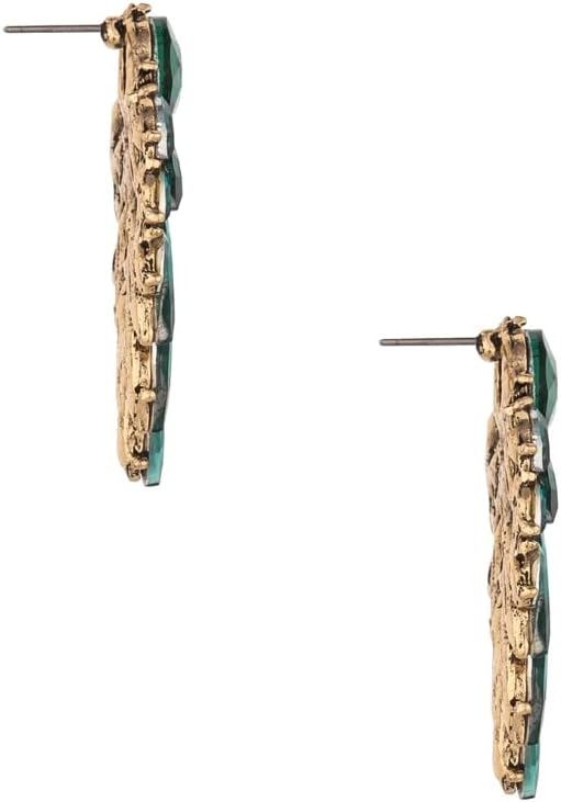 Ettika Gold Earrings. Stud Earrings For Women, Cry Me A River 18k Gold Plated Emerald Green Crystals Cluster Earrings. Jewelry, Birthday Gifts For Women