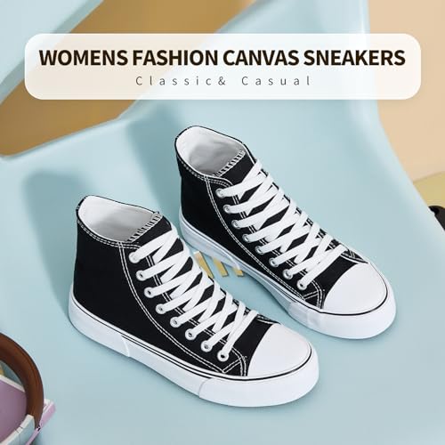 hash bubbie High Top Sneakers for Women Classic High Tops Canvas Shoes Lace up Women's Fashion Sneaker2