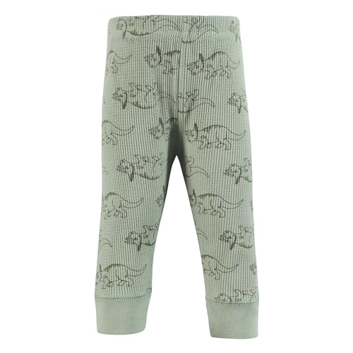 Hudson Baby Unisex Baby Thermal Tapered Ankle Pants 4pk, Acorn Botanical3