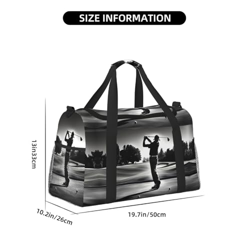 Black and White Golfs print Weekender Overnight Carry On Bag Gym Luggage Bag Duffel Bag for Travel Women4