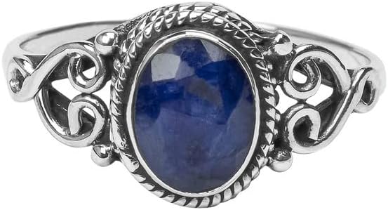 Miniatura 2 de Blue Sapphire Stone Ring 925 Sterling Silver Statement Ring For Women Handmade Rings Gemstone Christmas Promise Ring Size US 10 Gift For Her