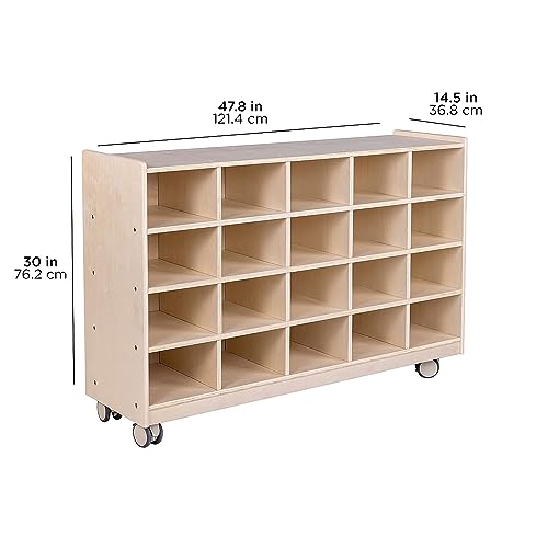 Image of Children's Factory Mobile 20-Section Cubby Storage, Toddler Playroom Shelves, Kids School Cubbies, Classroom & Daycare Organizer Furniture, DIY Assembly