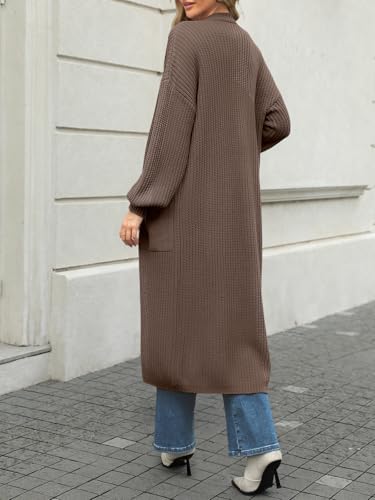 LILLUSORY Women's Oversized Long Cardigan Open Front Duster Sweater Coatigan with Pockets4