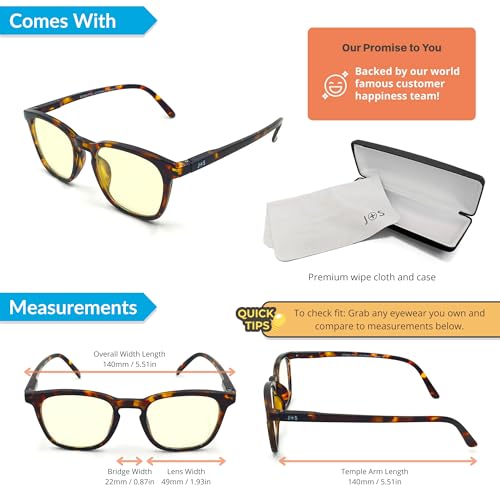 Image of J+S Vision Blue Light Blocking Glasses for Men Women | Computer Gaming Work| Anti Strain Fatigue UV Glare | Medium-Small Fit