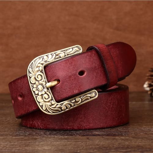 5.5MM Thickened Men's Top Layer Cowhide Retro Belt Personalized Copper Buckle Outdoor Tactical Trend Casual Belt Gifts for Men(Brown 1,125)3