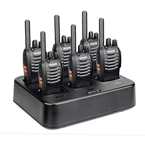 Case of 6,Retevis H-777 Walkie Talkies for Adults Long Range, Rechargeable Two-Way Radios,with 6-Way Multi Unit Charger,Flashlight Handheld Business 2 Way Radios