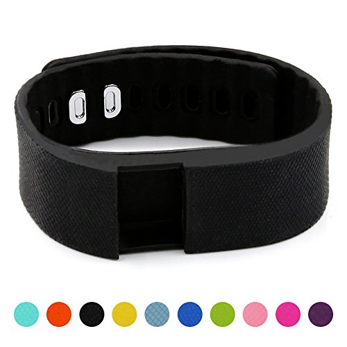 Teslasz Soft Silicone Band Fitness Tracker in 10 Colors for Option,Black