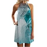 MRGIINR Robe dos nu décontractée pour femme - Coupe ample - Imprimé - Tunique fluide - Pour fête - Mini robe d'été sans manches, A01 # Gris, XXL