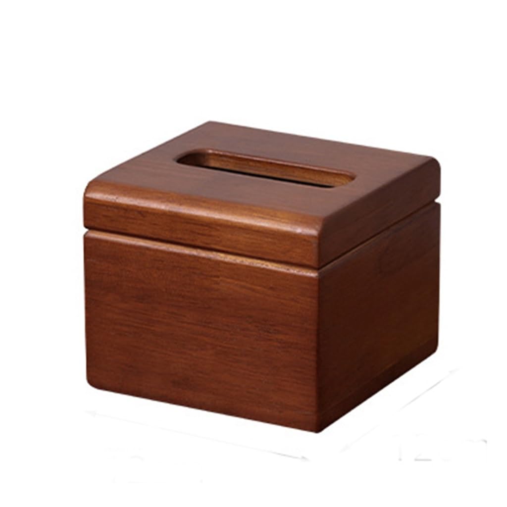 Boîte à mouchoirs en bois couleur noyer avec tiroir en papier de rangement rétro