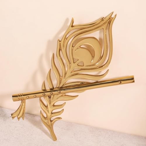 Image of ALCU Aluminium Peacock Harmony Wall Art for Home with Brass Tone, Vibrant Aesthetic Handcrafted Metal Artwork, Elegant Peacock Design Decor, Perfect for Living Room, Bedroom, or Office